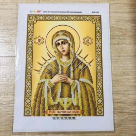 Богородиця Семистрільна, золото, неповна зашивка